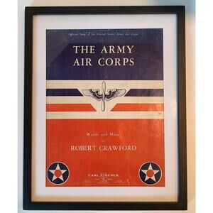 USAF US Air Force Army Air Corps Song Sheet Music Page Framed 11x14 1939 Vintage
